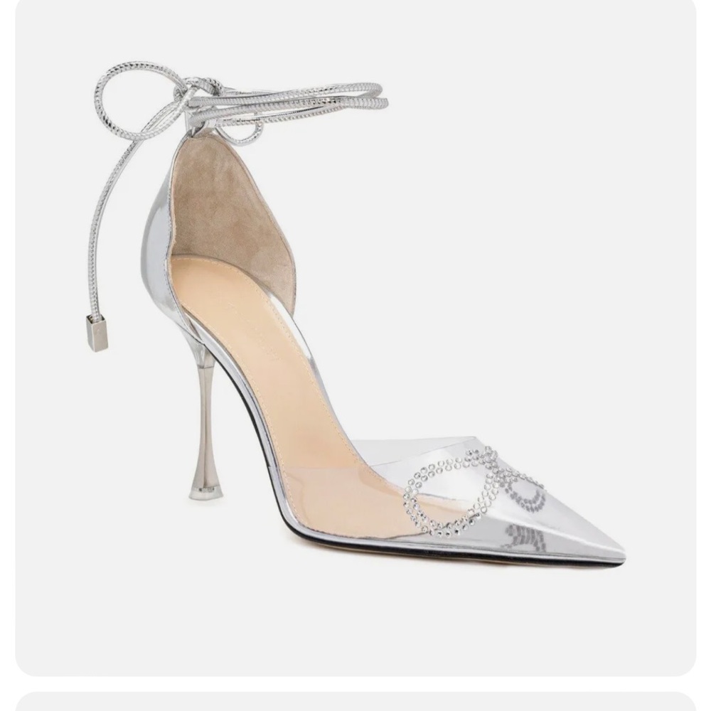Mach & Mach Crystal Bow PVC Ankle Wrap Pumps